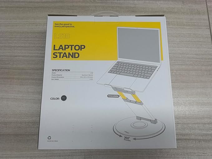 Nulaxy Telescopic 360 Rotating Laptop Stand for Desk Adjustable Height Swivel Pull Out Design Ergonomic Laptop Riser Fits All 10-17" Laptops Computer MacBook, Silver