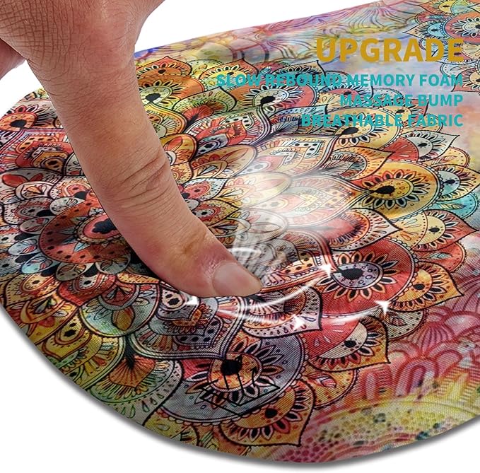 Hokafenle Ergonomic Mouse Pad Wrist Support, Wrist Rest Mousepad for Carpal Tunnel Pain Relief with Integrated Memory Foam Slope Massage Bulge (11.8x7.9 inch,Mandala