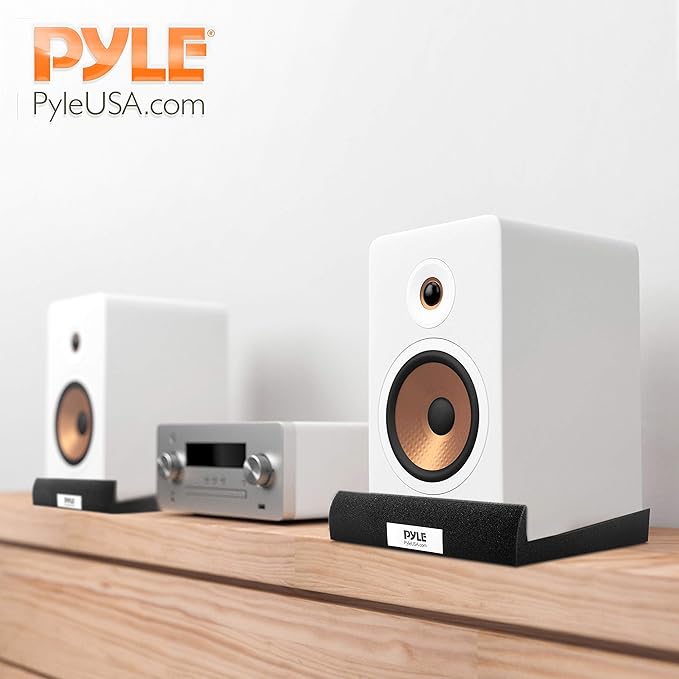 Pyle Sound Dampening Speaker Riser Foam - Audio Acoustic Noise Isolation Platform Pads Recoil Stabilizer For Studio Monitor, Subwoofer, Loud Speakers - Pyle PSI03 - Pack of 2,Black