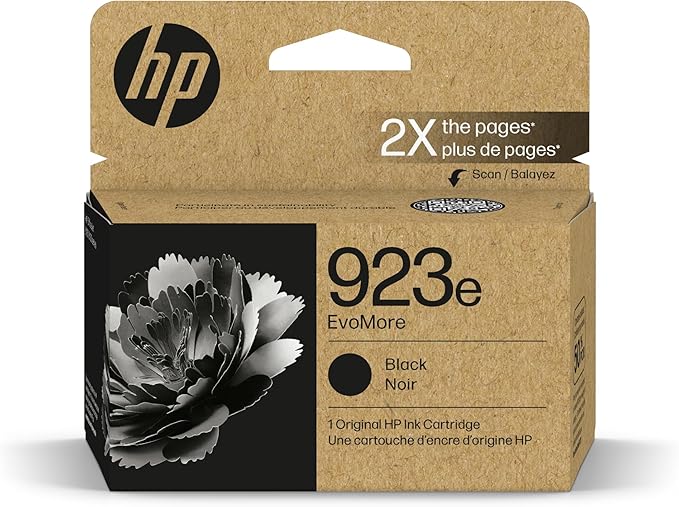 HP 923e Black EvoMore Ink Cartridge Printers | Works with Printer Series: OfficeJet 8120, OfficeJet Pro 8130 | Carbon Neutral | 4K0T7LN