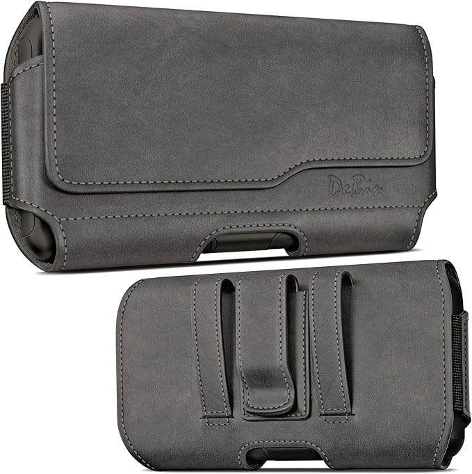 DeBin Case for Galaxy S25 S24 5G S23, S22, S21, S20, S10, S9, A10e, A01, Note 10, Cell Phone Belt Holster Clip Pouch Holder Cover (Fits Samsung with Case on) Pewter