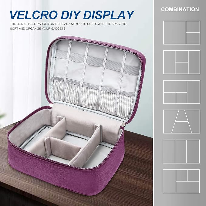 Electronics Organizer Travel Universal Cable Organizer Bag Waterproof Electronics Accessories Storage Cases for Cable, Charger, Phone, USB, SD Card, Hard Drives, Power Bank, Cords