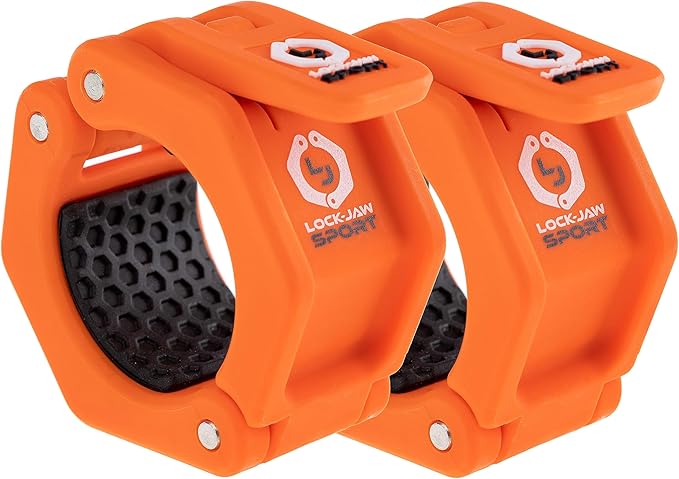Lock-Jaw Sport Olympic Barbell Collar - Quick Release Barbell Clamp (Orange)