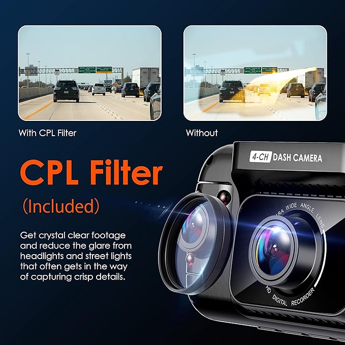 R4-4 Channel Dash Cam W/All Around 1080p Resolution, Wi-Fi, GPS, IR Night Vision, Parking Mode, Collision Detection, Type-C Port