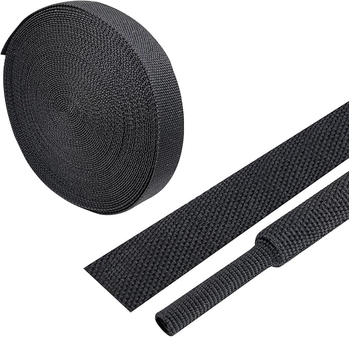 Heat Shrink Wire Loom 2:1 Shrinkable Braided Cable Sleeve 1/2 Inch ID-46ft Abrasion Protection Flexibility Fabric Wiring Harness Cover Sheath