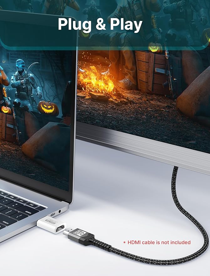 4K DisplayPort to HDMI Adapter 2-Pack, JSAUX DP PC to HDMI Monitor Converter Video UHD 2K@120Hz,4K@30 DP to HDTV Male to Female Uni-Directional adapter Compatible with Dell, Lenovo, HP,GPU, AMD -White