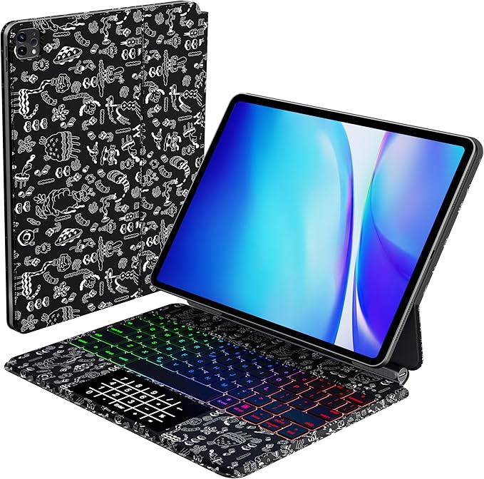 Keyboard Case for iPad Air 11 inch M2/M3 & iPad Pro 11 inch (1st/2nd/3rd/4th Generation) & iPad Air 4th/5th Gen 10.9" Magic Magnetic Keyboard Case with Multi-Trackpad 7 Color Backlit (Black)
