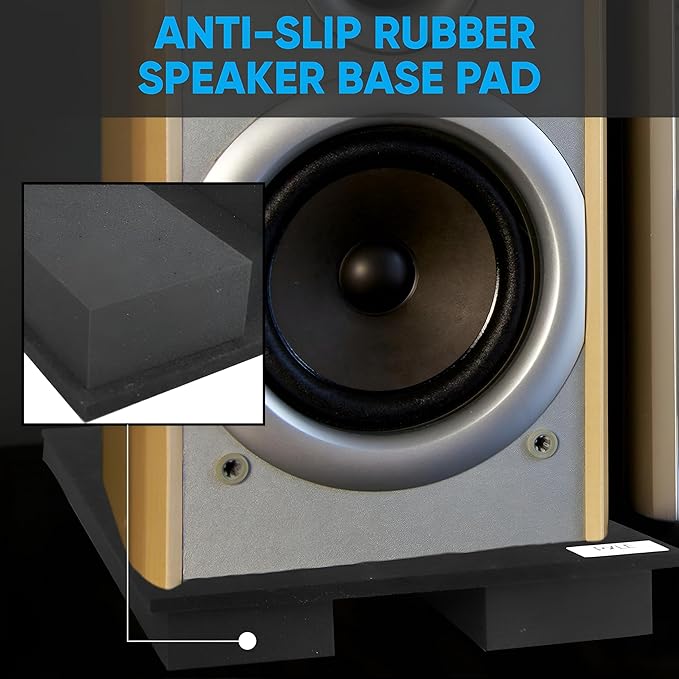 Pyle Sound Dampening Speaker Riser Foam - Audio Acoustic Noise Isolation Platform Pads Recoil Stabilizer w/ Rubber Base Pad For Studio Monitor, Subwoofer, Loud Speakers - PSI21 (22.3 x 15 x 3 Inch)