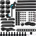 ELII 328Pcs Cable Management Kit, 8 Magnetic Cable Holder,69Adhesive Cable Clips,4 Cable Sleeve Split,22Reusable Cable Strap,200 Nylon Cable Zip Ties with 25 Mounts TV Office (Black)