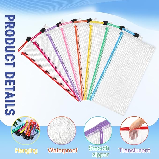 Jetec 32 Pcs Mesh Zipper Bags Toy Storage Bikini Organizer Bag Bolsas para Guardar Trajes De Baño Waterproof Zipper Reusable Pouch Puzzle Multipurpose for Storage Office(Stylish Color,9.5 x 4.5 Inch)