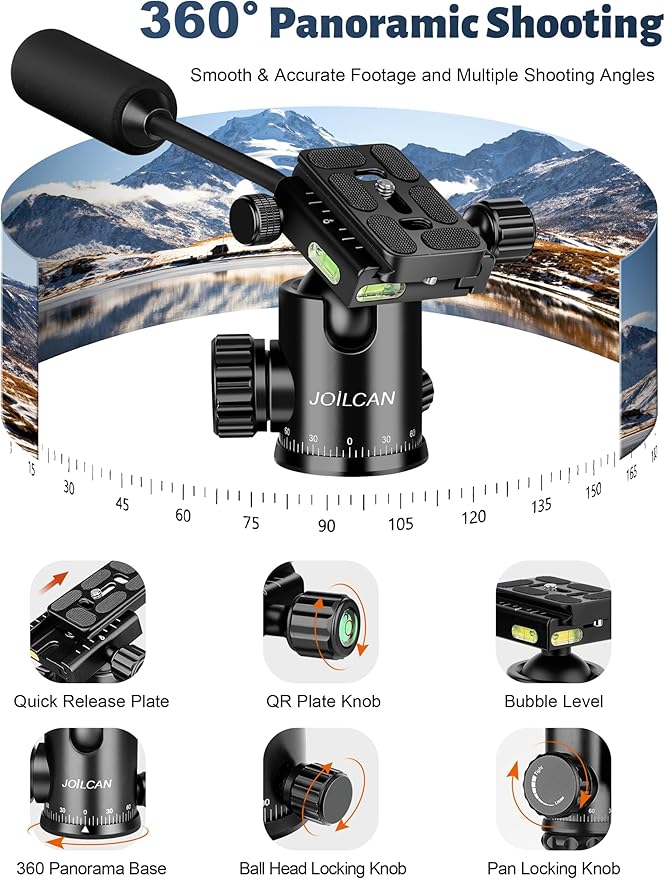 JOILCAN Camera Tripod, 83" Aluminum Tripods & Monopods with Metal Handle, Heavy Duty Tripod for DSLR Camera Lasers Binoculars Telescope Spotting Scope, Payload 35Lb