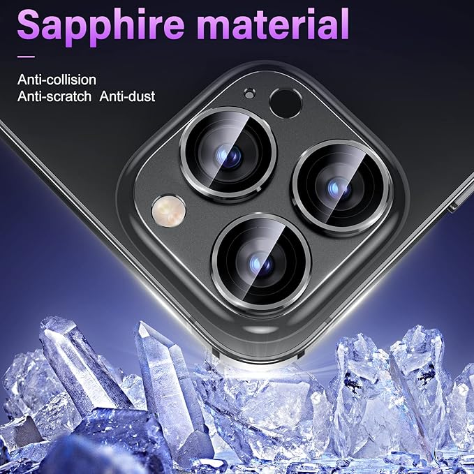 Uyiton for iPhone 14 Pro/iPhone 14 Pro Max Camera Lens Protector, [Drop Protection] 9H Tempered Glass Camera Cover Screen Metal Ring Case Friendly Scratch Resistant Easy to Install - Black