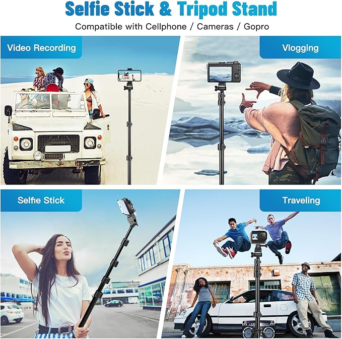 Victiv 70" Phone Tripod, Camera Stand Tripod with Remote and Phone Holder, Sturdy & Stable, Height Adjustable Selfie Stick Mode, Perfect for Selfies/Recording/Vlogging/Live Streaming