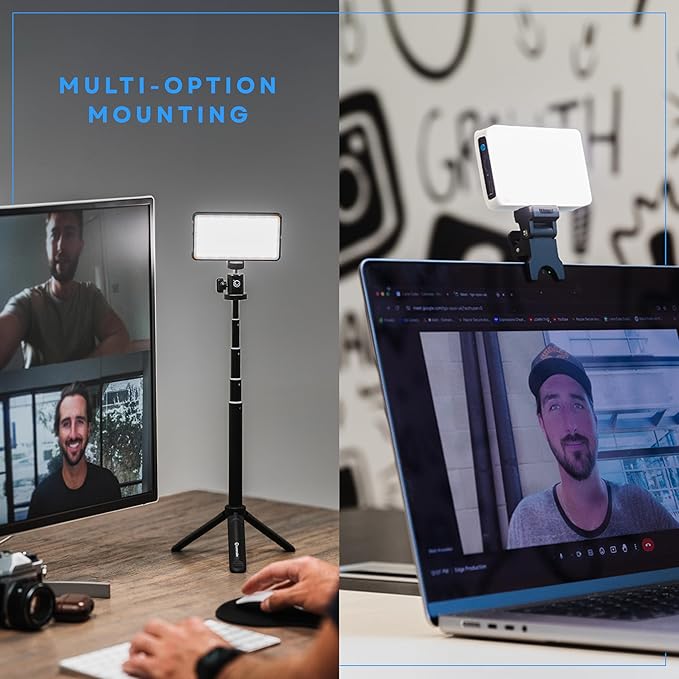 Lume Cube Broadcast Lighting Kit Live Stream Webcam Light for Computer & Laptop Enhance Video Calls Streaming & Vlogging Include Adjustable Tripod & Clip Mount Adjust Brightness & Color Temperature