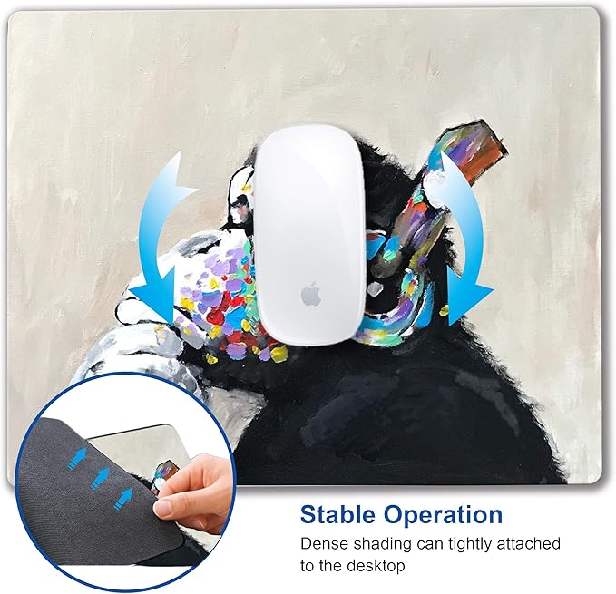 Mouse pad, Mouse pad with Design, Gorilla Oil Painting Graffiti, Funny Home and Office Non-Slip Computer Mousepad