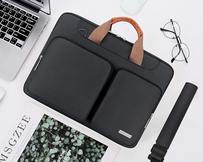 Lacdo 360° Protective Laptop Shoulder Bag, 16 inch Laptop Sleeve Case for 15.6 inch Acer HP Lenovo Dell ASUS Laptop, 16" New Pro M4/M3/M2/M1 Pro/Max A3403 A3186 2024-2019 Computer Bag, Black