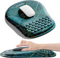 Mouse Pad with Wrist Rest, Ergonomic Mousepads with Wrist Support, Soft Lycra Fabric Memory Foam Office Desk Accessories for Comfort/Pain Relief/PC Gaming/Computer/Laptop (Green Leaves)