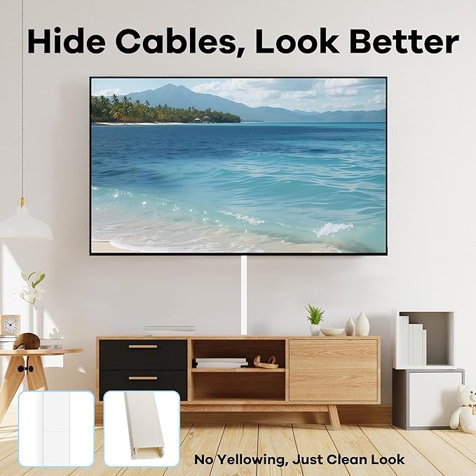 ZhiYo Cord Hider 71in, Cord Covers for Wires on Wall, Cable Hider for Wall Mounted TV, Wire Cover for 2-4 Cords, Paintable Wire Concealer, Easy Cable Management, 5 x L14in W0.95in H0.55in, White