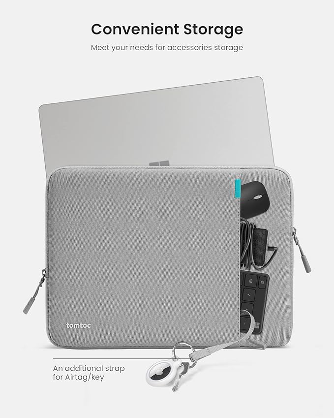 tomtoc 360 Protective Laptop Sleeve for 13-inch New Surface Pro 11th, Copilot+PC 2024, Surface Pro 10/9/8/X with Signature Keyboard/X Keyboard, Shockproof Water-Resistant Notebook Surface Case Bag