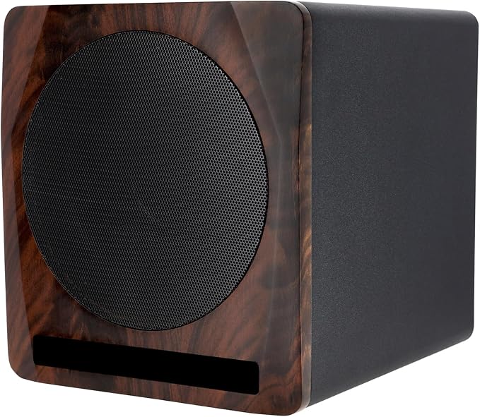 Rockville APM10D Active Studio Subwoofer in Dark Wood, 10", 400W, MDF Wood, RCA/XLR/Optical, Front-Firing Port, Perfect for Studios and Music Production