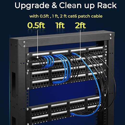 Rapink Patch Cables Cat6 1ft (24 Pack), Ethernet Patch Cable 10G Support, Cat 6 Patch Cable for Patch Panel to Switch, Flexiable Cat 6 Ethernet Cable with Gold Plated White