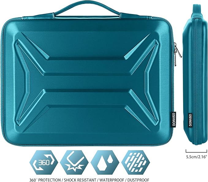 DOMISO 15.6 Inch Laptop Case Rugged Sleeve Waterproof Hard Shell Protective Cover Fits Most 15.6" Laptops/Macbook Pro/Lenovo IdeaPad/HP ENVY/Dell XPS (Teal)