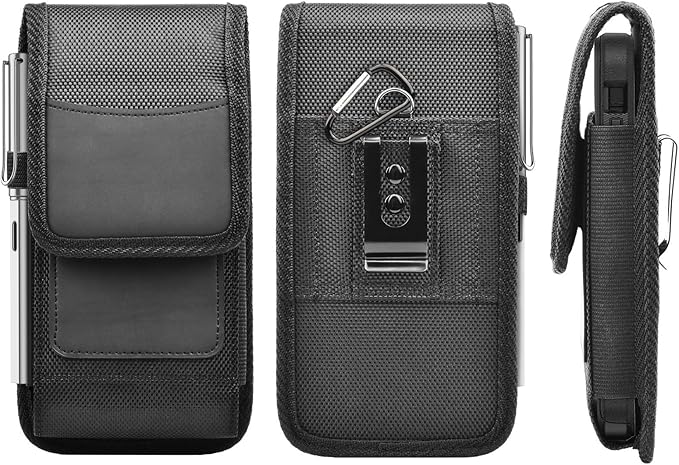 Njjex Phone Holster for Motorola Moto G 5G 2025 G Stylus 2023 G Power 5G 2024 G Play G Pure G Fast Edge 2025 Edge 60 50 G86 G84 G54 G72 Z4 Nylon Cell Phone Belt Clip Holster Holder Pouch Carrying Case