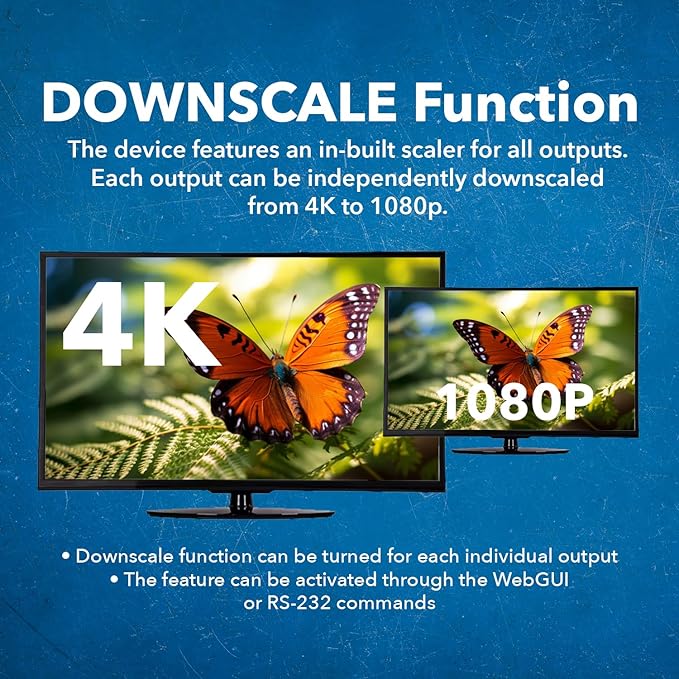 OREI 8x8 HDMI 4K Matrix Switch/Splitter, (8-Input, 8-Output) with Remote Control Supports UltraHD 4K@60Hz 4:4:4, HDR, YUV, HDMI 2.0, HDCP 2.2, 3D, 1080p, 18 GBPS - ARC, EDID (4K & 1080p Together)