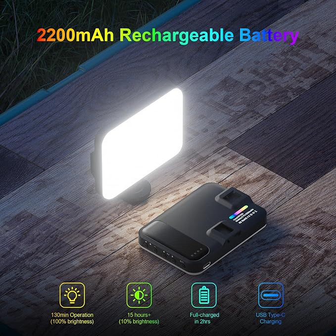 Hagibis RGB Camera Light,360°Full Color Portable Video Light LED Photo Light w Cold Shoe,2200mAh Rechargeable CRI97+,20Effects Lighting for Photography/Advertising Poster/Short Film (RGB-Black)
