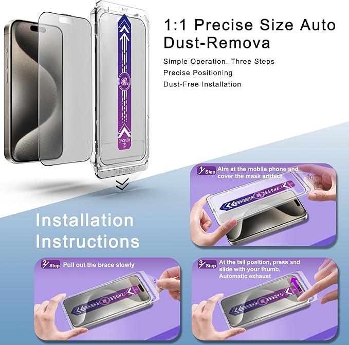 2 Pack Matte Screen Protector for iPhone 16 Pro 6.3-Inch Auto Dust Removal, No Bubbles, Tempered Glass Film, Easy Installation