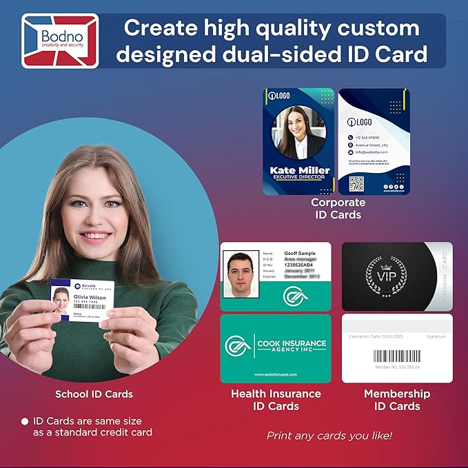 Bodno Magicard 400X Dual Sided ID Card Printer & Complete Supplies Package ID Software - Gold Edition