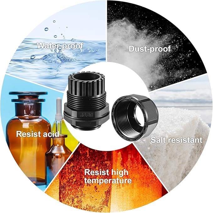 25 PCS 3/4"(12.5-18mm) NPT Nylon Cable Gland Joints with Gaskets, IP68 Adjustable Lock Nut Strain Relief Cord Grip Waterproof Cable Glands - UL Listed and RoHS Compliant
