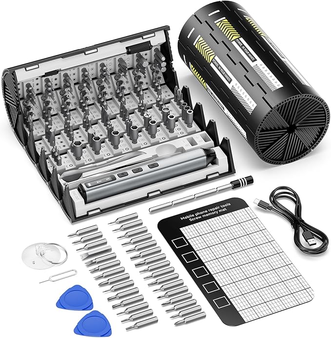 162-in-1 Mini Electric Screwdriver Set, SMOOTHARMOR Precision Cordless Power Screwdriver with 150 Magnetic Bits, 4 Torque Settings, Max 5N.m Manual, LED, Portable Repair Tool Kit for Laptop Watch PS5