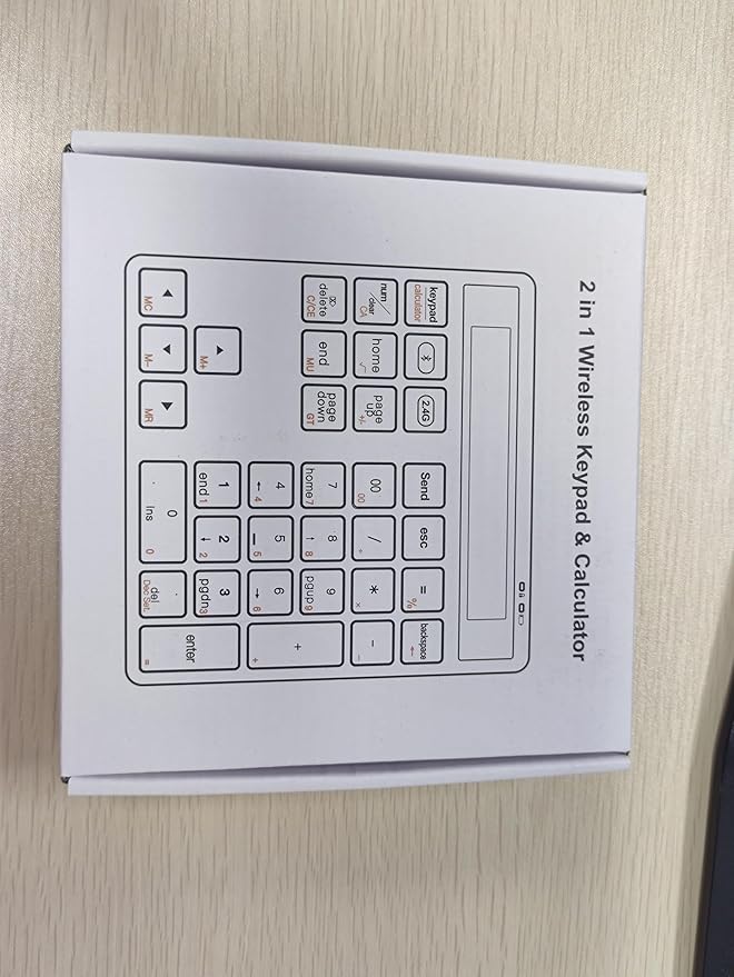 2-in-1 Wireless Number Pad & Calculator, Bluetooth 5.0 Numeric Keypad with USB-C Charging, 34-Key Portable Number Pad for Laptop, MacBook, PC, Windows, iOS & Android Devices