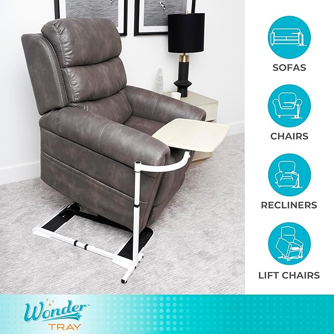 Stander Wonder Tray, Adjustable Swivel Table, Large Laptop Stand, Couch Desk, Side Tables & Gaming Bench, TV-Trays for Eating on Couches, Chairs, Recliners, Maple