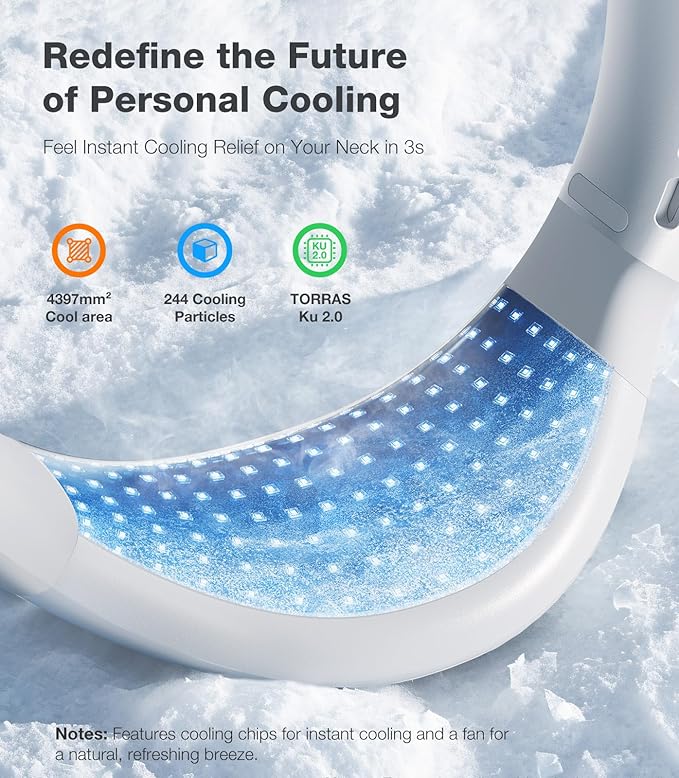TORRAS COOLiFY Air 2025 Upgraded Neck Fan Air Conditioner, Dual-Airflow Pro Cooling, Ultra Light Portable Fan Rechargeable, Personal Cooling Fan Travel Essentials, Ivory