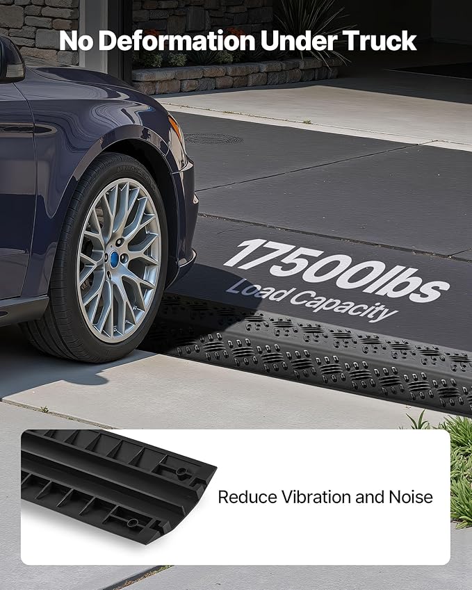 VEVOR 2 Pack Drop Over Cable Cover, 2 Channel Heavy Duty Cable Hose Protector Ramp, 38.3'' Floor Cord Cover, 17,500 lbs/Axle Load Capacity, for Traffic Areas, Indoor, Outdoor, Home, Office, Warehouse