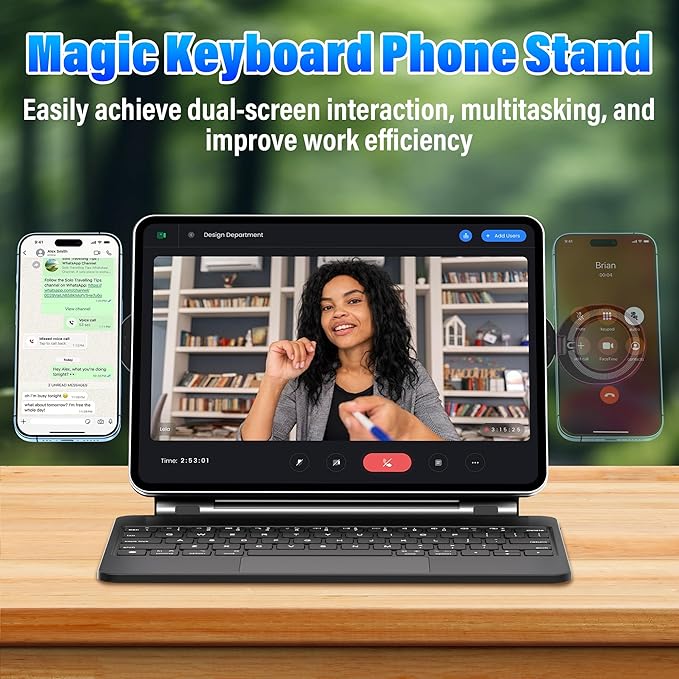 Magnetic Phone Holder for Magic Keyboard, Slim Portable Foldable Magnetic Phone Stand for iPad/Samsung Keyboard Cases, Compatible with Magsafe and Non-Magsafe All Phone (Purple)