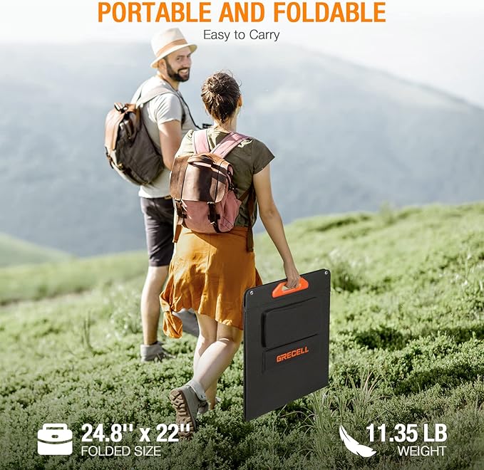 Portable Power Station 2200W GRECELL with Solar Panel 2×200W, LiFePO4 Battery, Fast Charging, Solar Generator for Camping Home Backup RV
