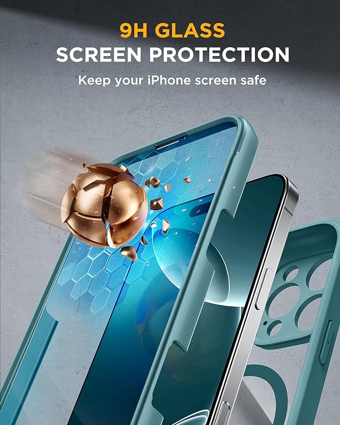 Miracase Magnetic for iPhone 16 Pro Case Full-Body Phone with Built-in Glass Screen Protector, [Compatible with MagSafe] Military Drop Proof 16 Pro Cover Bumper 6.3 inch, Green