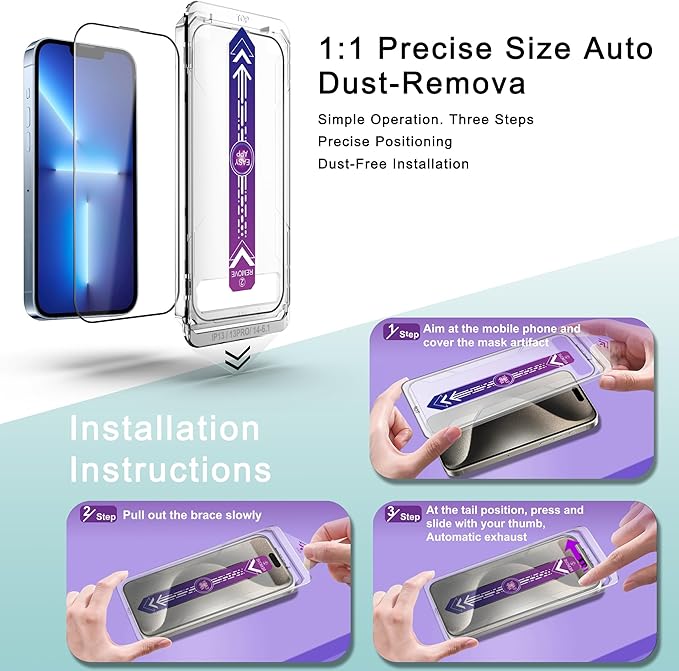 2 Pack Screen Protector Tempered Glass for iPhone 16e and iPhone 14 and iPhone 13 and iPhone 13 Pro 6.1-Inch Auto Dust Removal, No Bubbles, High Definition Clear, Easy Installation