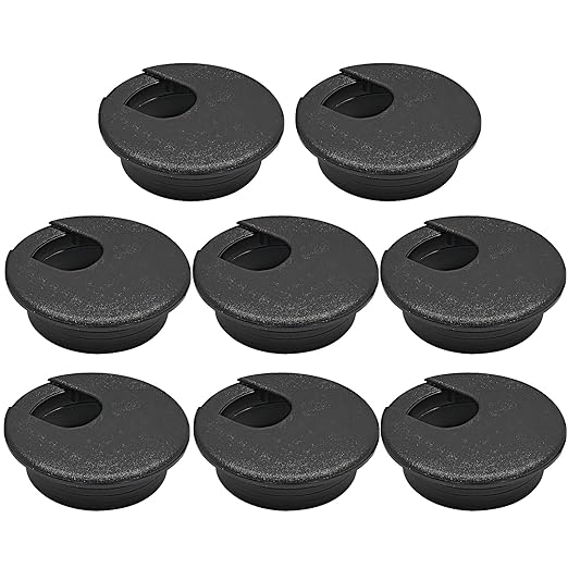 Desk Grommet 1-3/8" (35 mm), Desk Cord Hole Cover, Cable Grommet ABS Plastic, Desk Hole Grommet for Office and Home Table Cable, Detachable Cable Cord Organizer (Black 8 Pcs)