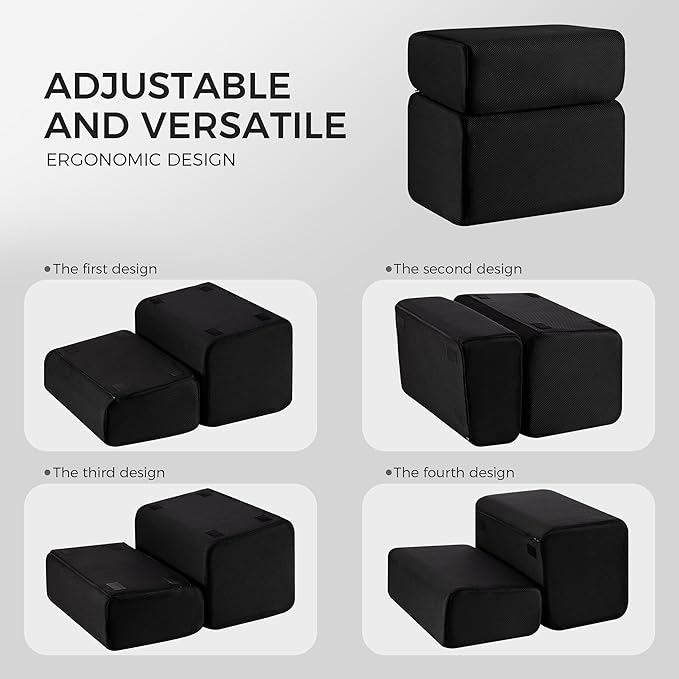 Ganondorf Foot Rest for Under Desk at Work Adjustable Foot Rest Under Desk Ergonomic Foot Stools for Under Office Desk Leg Pillow for Underdesk Footrest with Washable Cover, Mesh Black