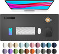 Aothia Leather Desk Pad Protector, Mouse Pad, Office Desk Mat, Non-Slip PU Leather Desk Blotter, Laptop Desk Pad, Waterproof Desk Writing Pad for Office and Home (Gray,23.6" x 13.7")