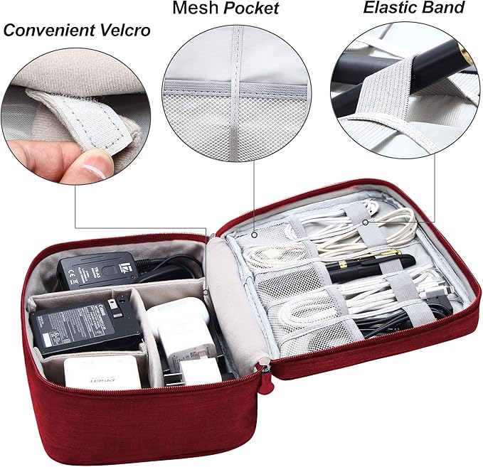 VOCUS Electronics Organizer Travel Cable Organizer Bag for Electronics Accessories, Portable Tech Carring Large Storage Case for Charger, Cord, Power Bank, Hardware