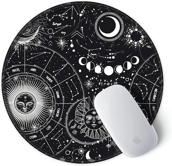 ITNRSIIET Round Mouse Pad with Stitched Edge Premium-Textured Waterproof Non-Slip Rubber Base Desktop Protection Mat Diameter 8.7 inches, Sky Spirit