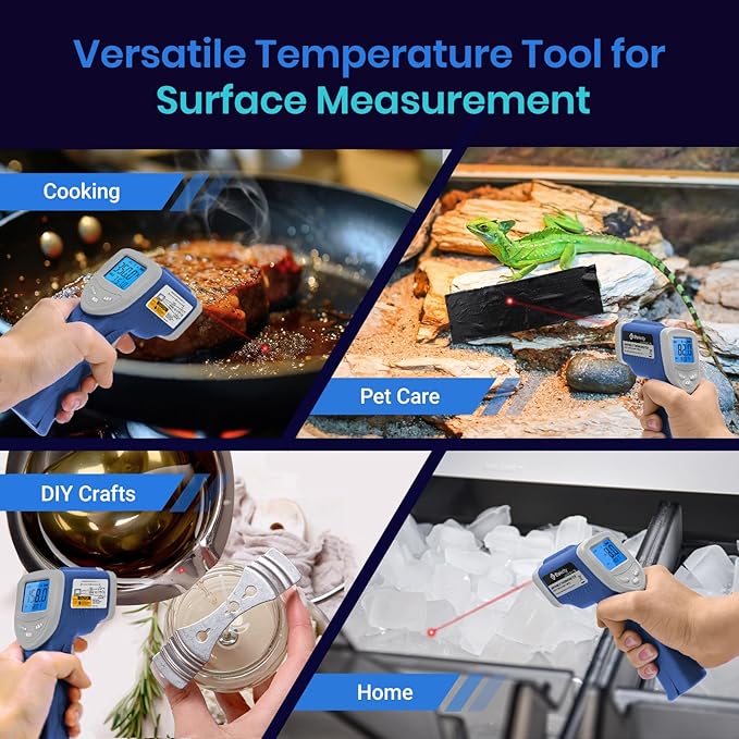 Etekcity Infrared Thermometer 1080, Heat Temperature Temp Gun for Cooking, Laser IR Surface Tool for Pizza Oven, Meat, Griddle, Grill, HVAC, Engine, Accessories, -58°F to 1130°F, Blue