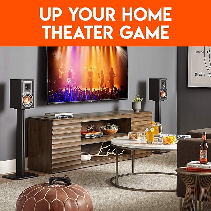 ECHOGEAR Universal Floor Speaker Stands - Vibration-Absorbing MDF Design Works with Klipsch, Polk, JBL & Other Bookshelf Speakers Or Studio Monitors - Includes Sound Iso Pads & Carpet Spikes