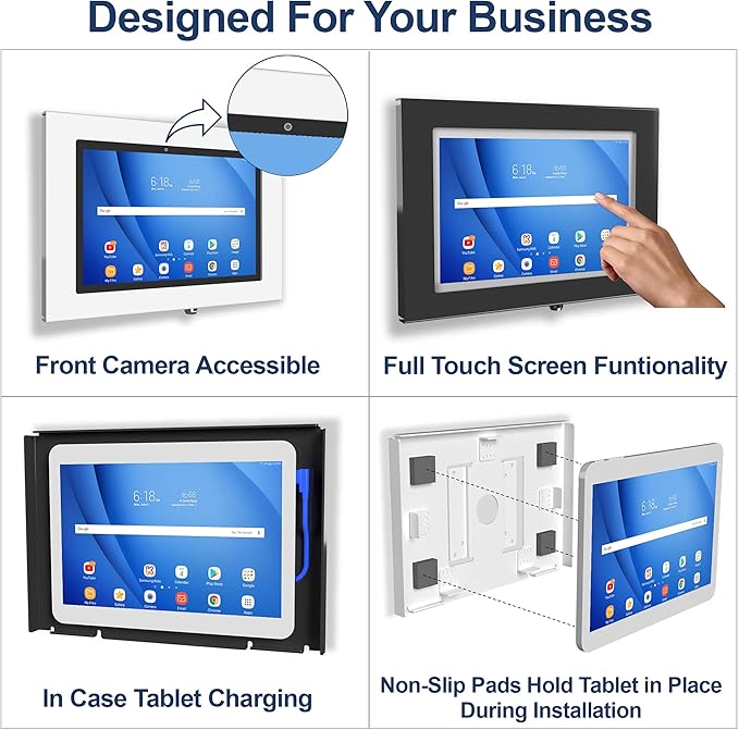 TABcare Locking Anti-Theft Metal Case for Samsung Galaxy TAB 11" 12" Tablet for Kiosk, POS, Store, Show Display, Time Clock (TAB Pro 12.2, White)