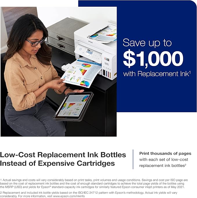 Epson EcoTank ET-4800 Wireless All-in-One Cartridge-Free Supertank Printer with Scanner & EcoTank ET-3850 Wireless Color All-in-One Cartridge-Free Supertank Printer with Scanner